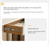 Poplar Solid Wood, solid Rubberwood Children's Elevated Learning Table Cream Drawer Table