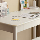 Poplar Solid Wood, solid Rubberwood Children's Elevated Learning Table Cream Drawer Table