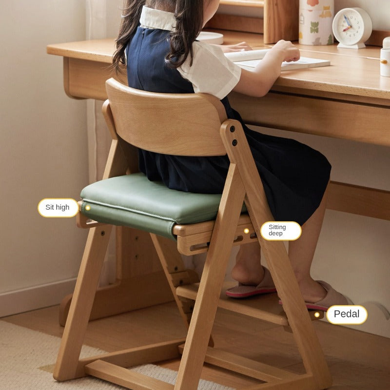 Beech Solid Wood Kid's Adjustable Elevating Chair.