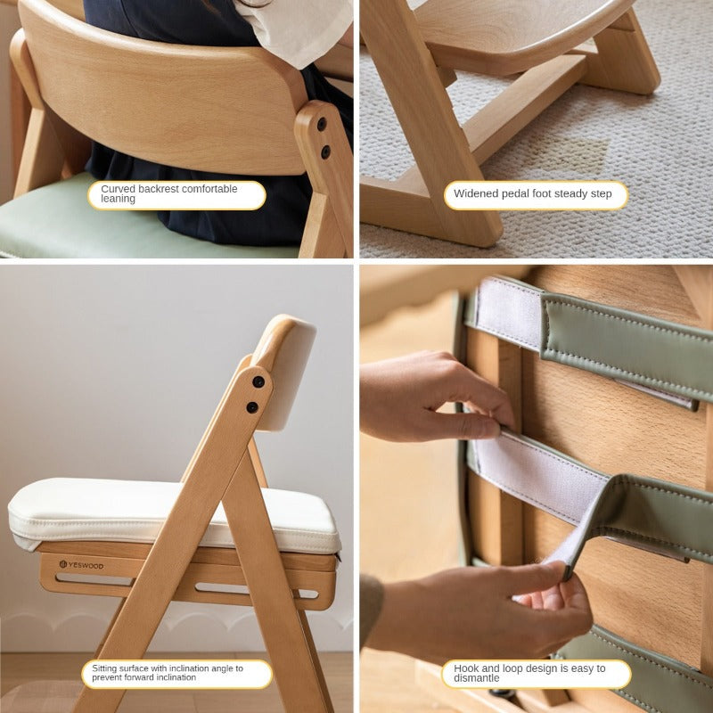 Beech Solid Wood Kid's Adjustable Elevating Chair.