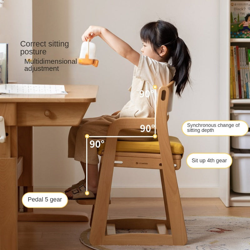 Beech Solid Wood Children's Adjustable Lift Chair.