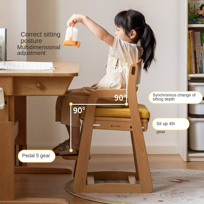 Beech Solid Wood Children's Adjustable Lift Chair.