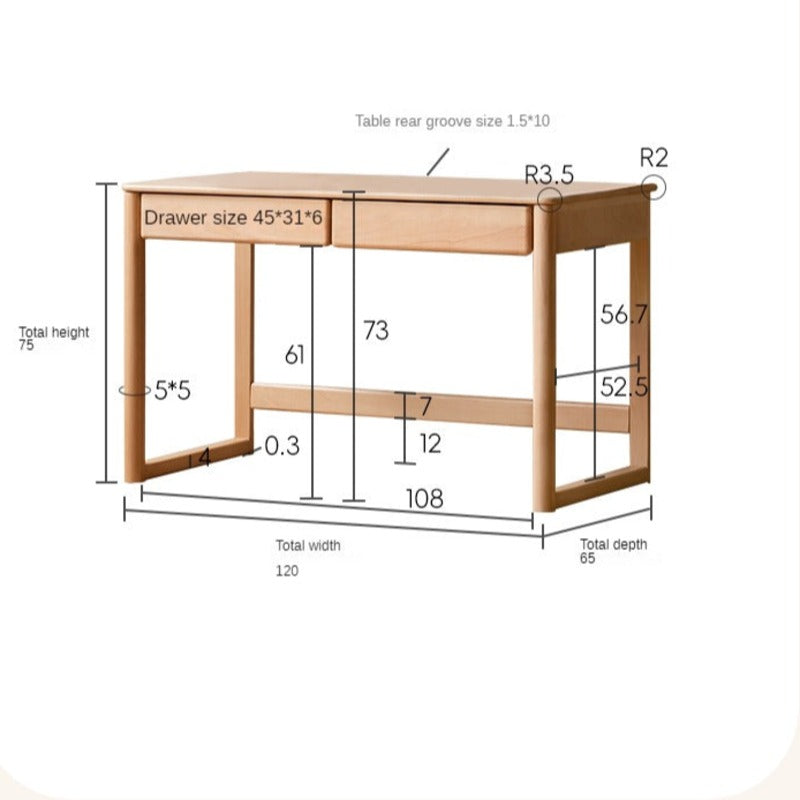 Beech Solid Wood Children's Large Desktop desk