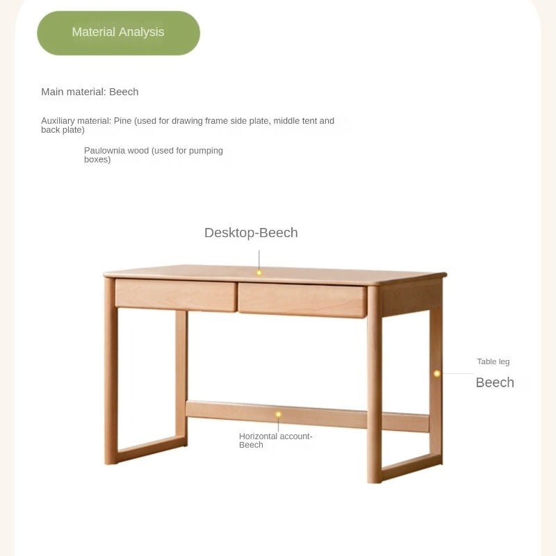 Beech Solid Wood Children's Large Desktop desk