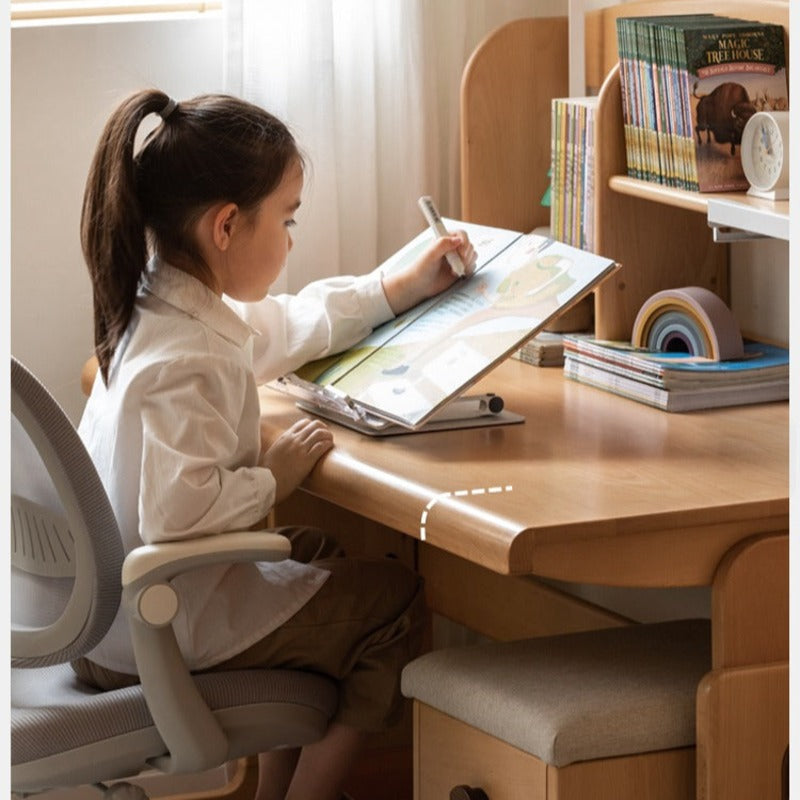 Beech Solid Wood Children's Liftable Study Table
