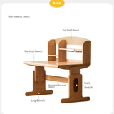 Beech Solid Wood Children's Liftable Study Table