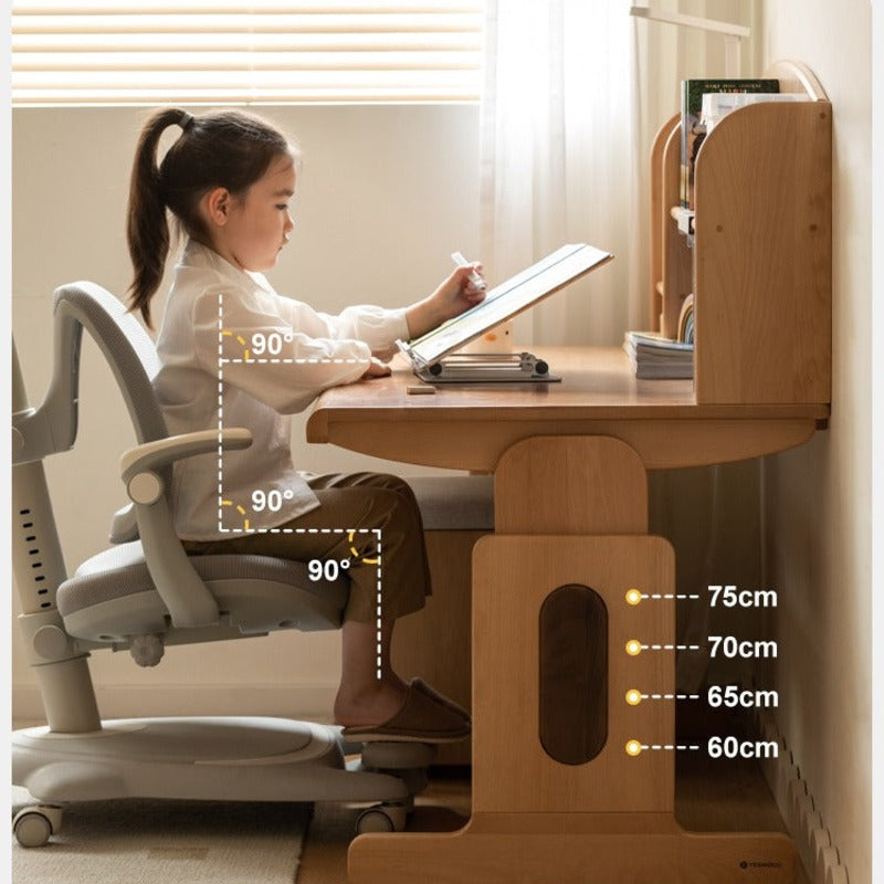 Beech Solid Wood Children's Liftable Study Table