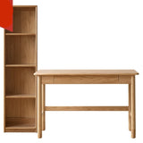 Oak Solid Wood Kids Lifting Study Desk Bookshelf