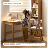 Oak Solid Wood Kids Lifting Study Desk Bookshelf