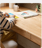 Oak Solid Wood Kids Lifting Study Desk Bookshelf