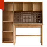 Oak Solid Wood Kids Lifting Study Desk Bookshelf