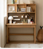 Oak Solid Wood Kids Lifting Study Desk Bookshelf