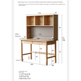 Oak Solid Wood Kids Lifting Study Desk Bookshelf