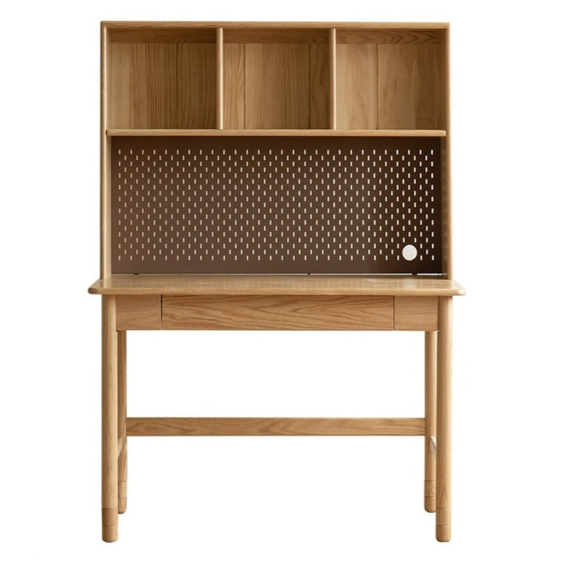 Oak Solid Wood Kids Lifting Study Desk Bookshelf