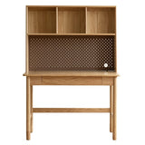 Oak Solid Wood Kids Lifting Study Desk Bookshelf