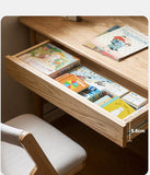 Oak Solid Wood Kids Lifting Study Desk Bookshelf