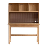 Oak Solid Wood Kids Lifting Study Desk Bookshelf