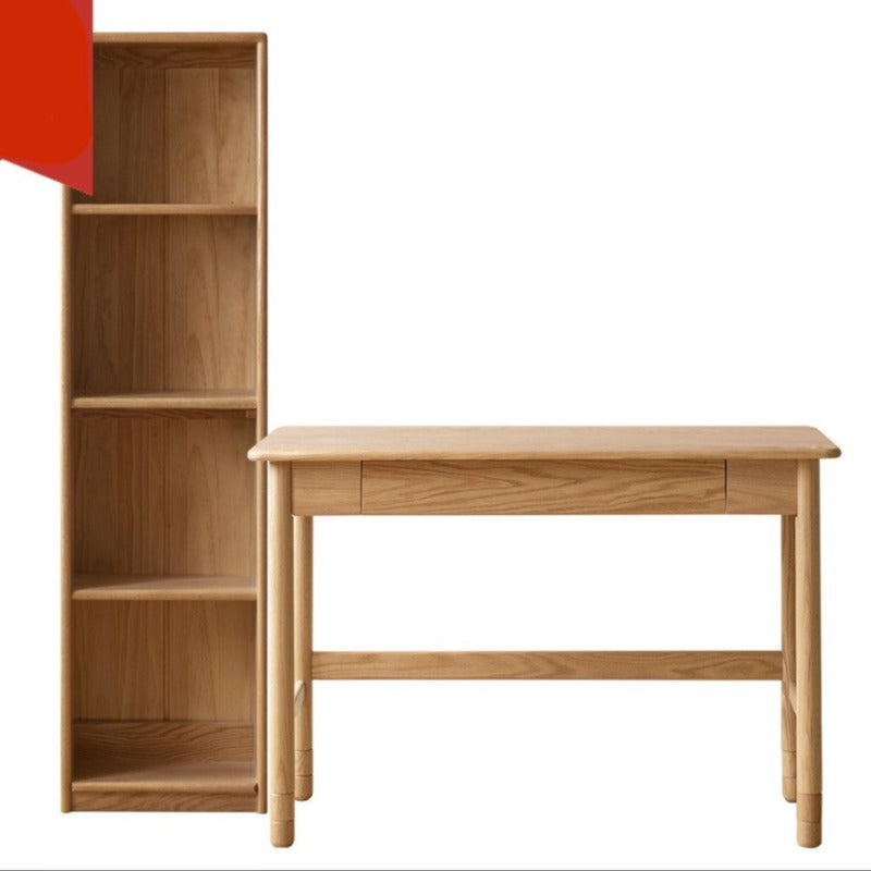 Oak Solid Wood Kids Lifting Study Desk Bookshelf