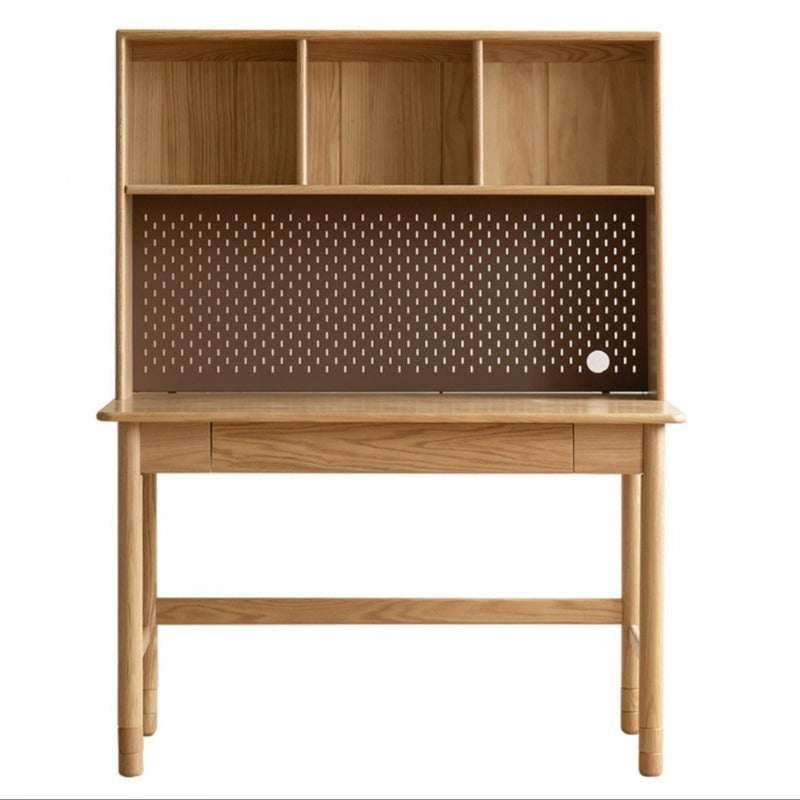 Oak Solid Wood Kids Lifting Study Desk Bookshelf