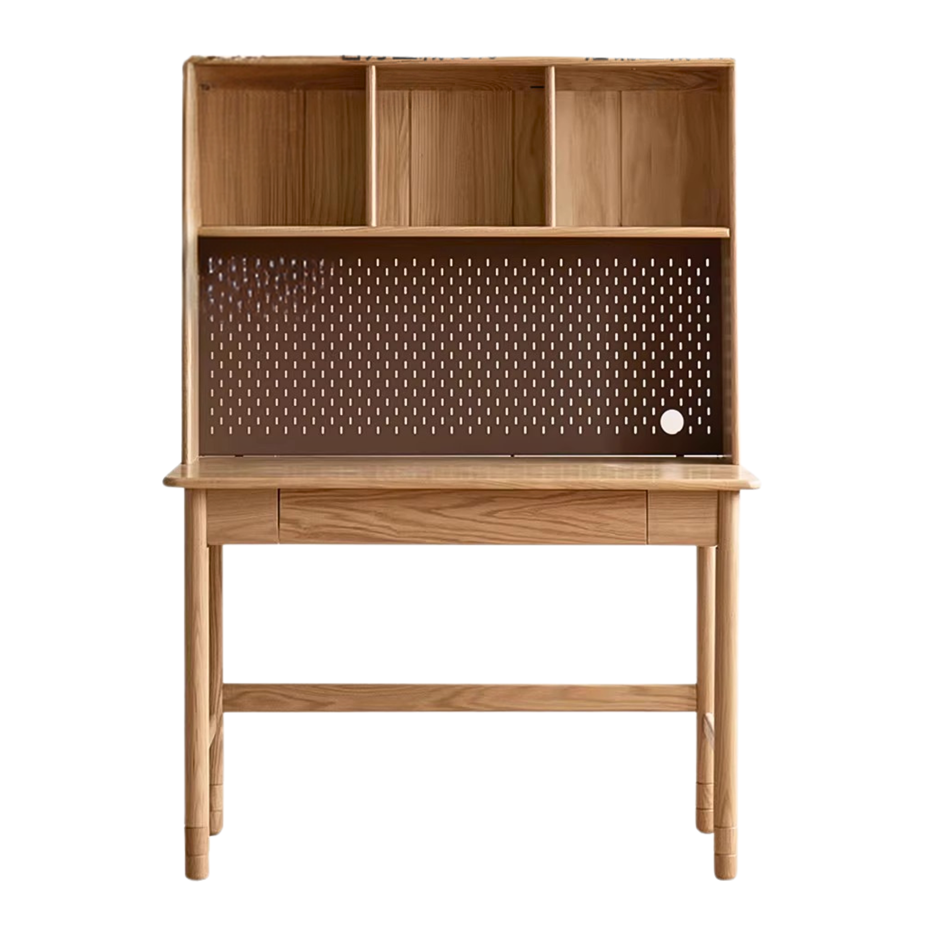 Oak Solid Wood Kids Lifting Study Desk Bookshelf
