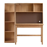 Oak Solid Wood Kids Lifting Study Desk Bookshelf