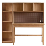 Oak Solid Wood Kids Lifting Study Desk Bookshelf