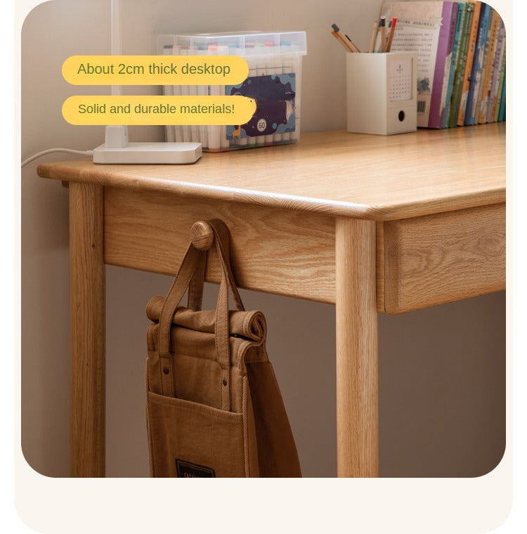 Oak, Beech Solid Wood Children's Ctudy Desk Bookshelf Integrated