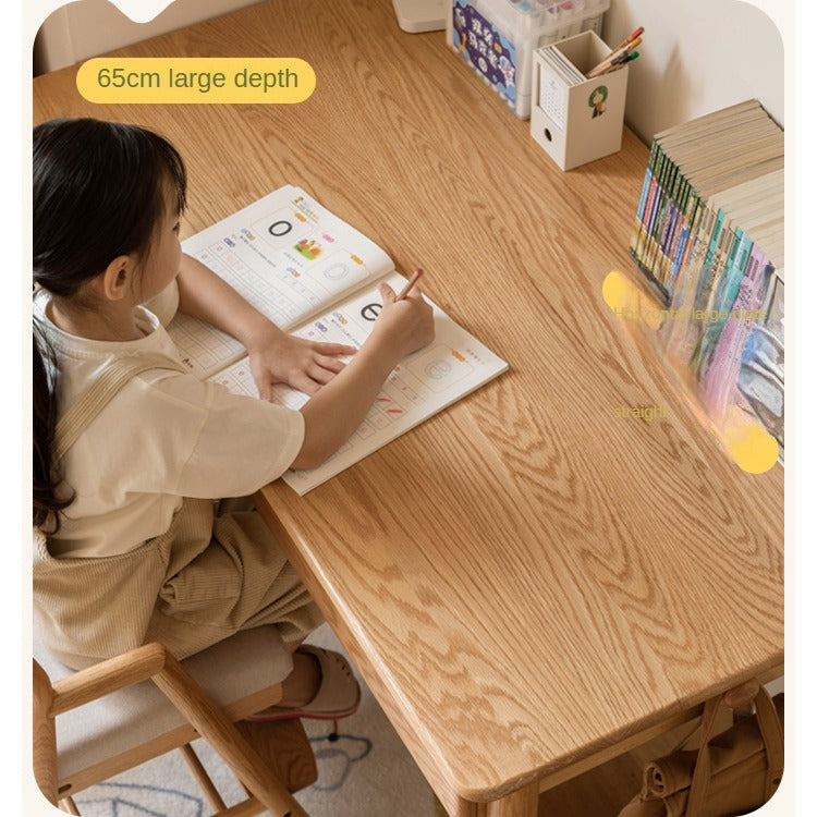 Oak, Beech Solid Wood Children's Ctudy Desk Bookshelf Integrated