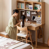 Oak, Beech Solid Wood Children's Ctudy Desk Bookshelf Integrated