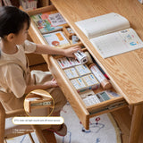 Oak, Beech Solid Wood Children's Ctudy Desk Bookshelf Integrated