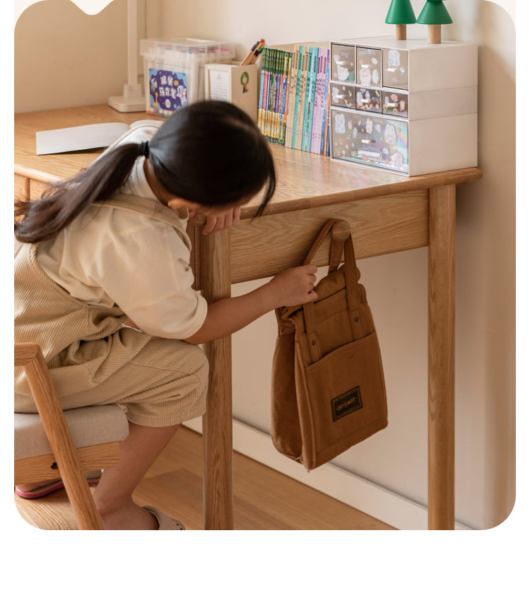 Oak, Beech Solid Wood Children's Ctudy Desk Bookshelf Integrated