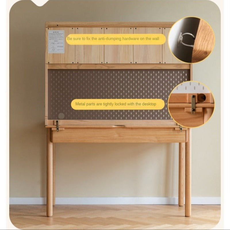 Oak, Beech Solid Wood Children's Ctudy Desk Bookshelf Integrated