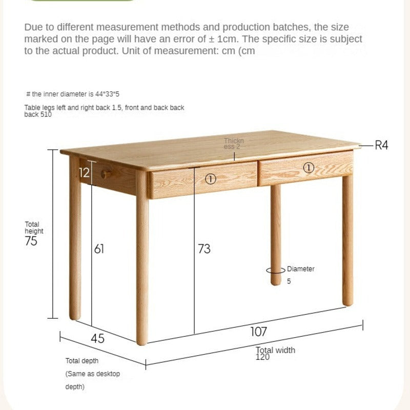 Oak, Beech Solid Wood Children's Ctudy Desk Bookshelf Integrated