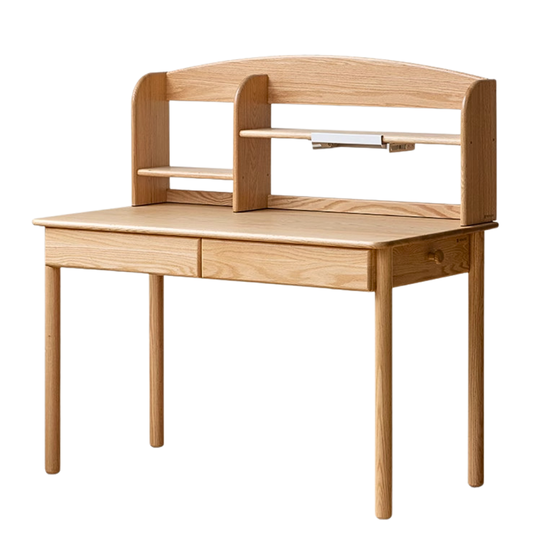 Oak, Beech Solid Wood Children's Ctudy Desk Bookshelf Integrated