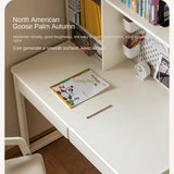 Poplar Solid Wood Cream Style Bookshelf Integrated Table