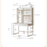 Poplar Solid Wood Cream Style Bookshelf Integrated Table
