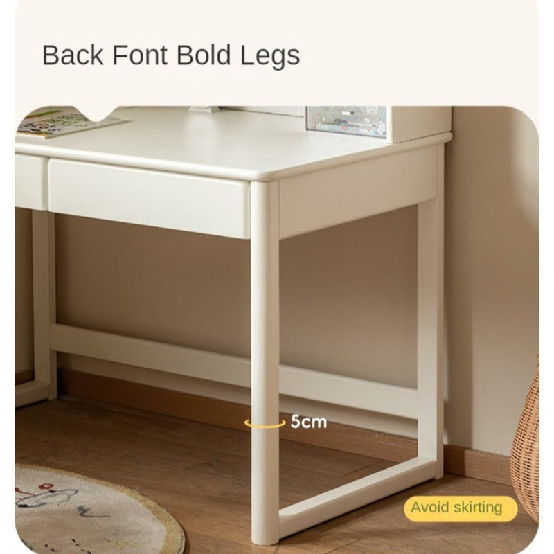 Poplar Solid Wood Cream Style Bookshelf Integrated Table