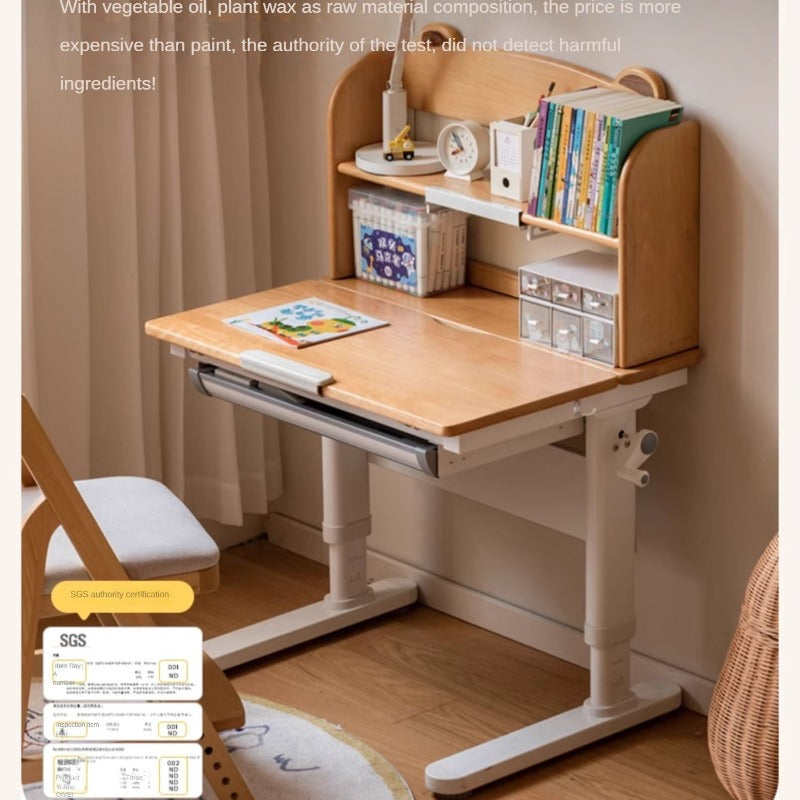 Beech Solid Wood children's Lifting Study Desk