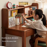 Poplar Solid Wood Children's Study Table Bookshelf Integrated.