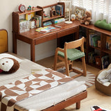 Poplar Solid Wood Children's Study Table Bookshelf Integrated.