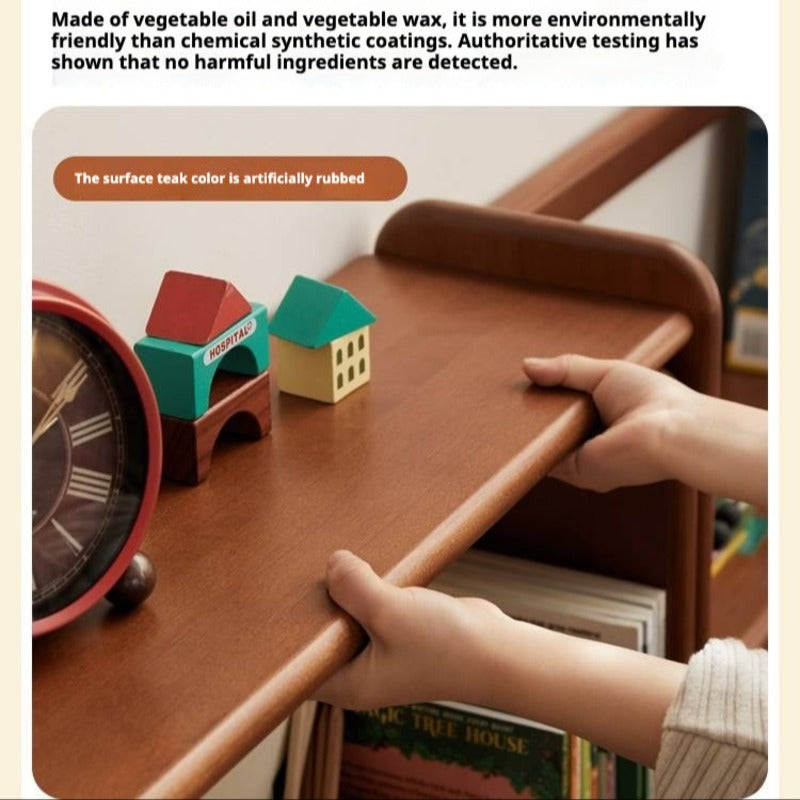 Poplar Solid Wood Children's Study Table Bookshelf Integrated.