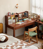 Poplar Solid Wood Children's Study Table Bookshelf Integrated.