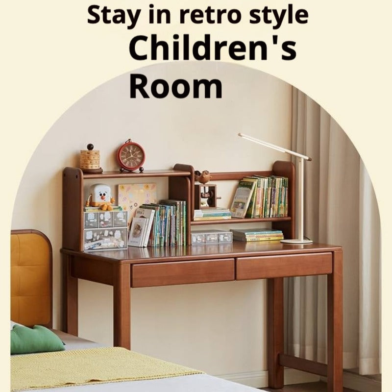 Poplar Solid Wood Children's Study Table Bookshelf Integrated.