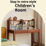 Poplar Solid Wood Children's Study Table Bookshelf Integrated.