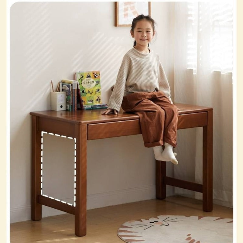 Poplar Solid Wood Children's Study Table Bookshelf Integrated.