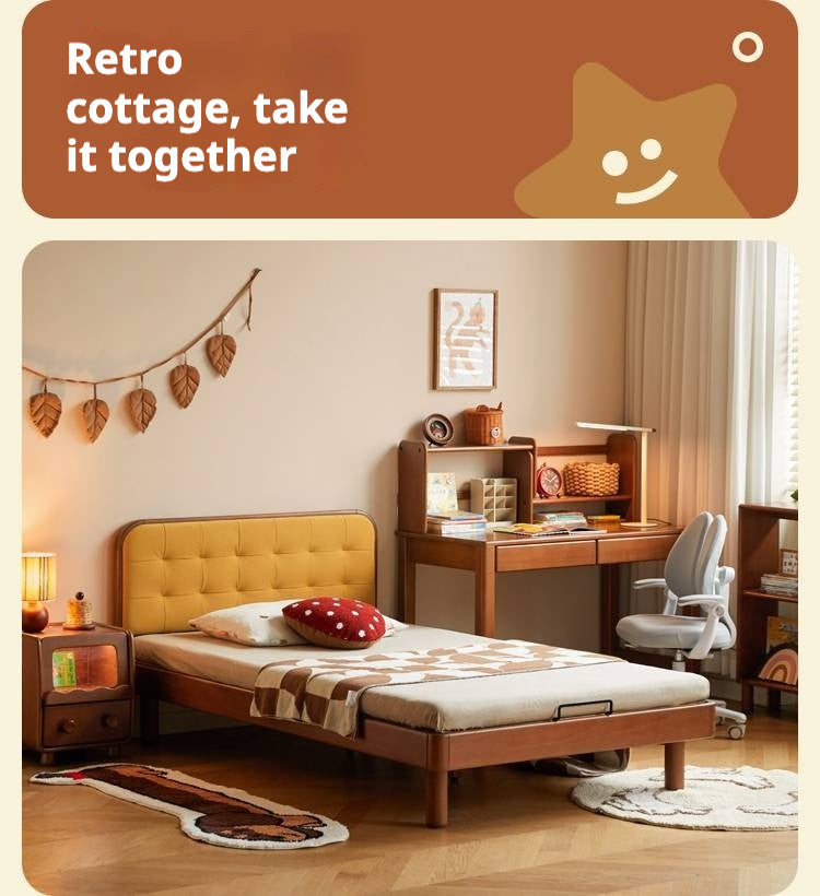 Poplar Solid Wood Children's Study Table Bookshelf Integrated.