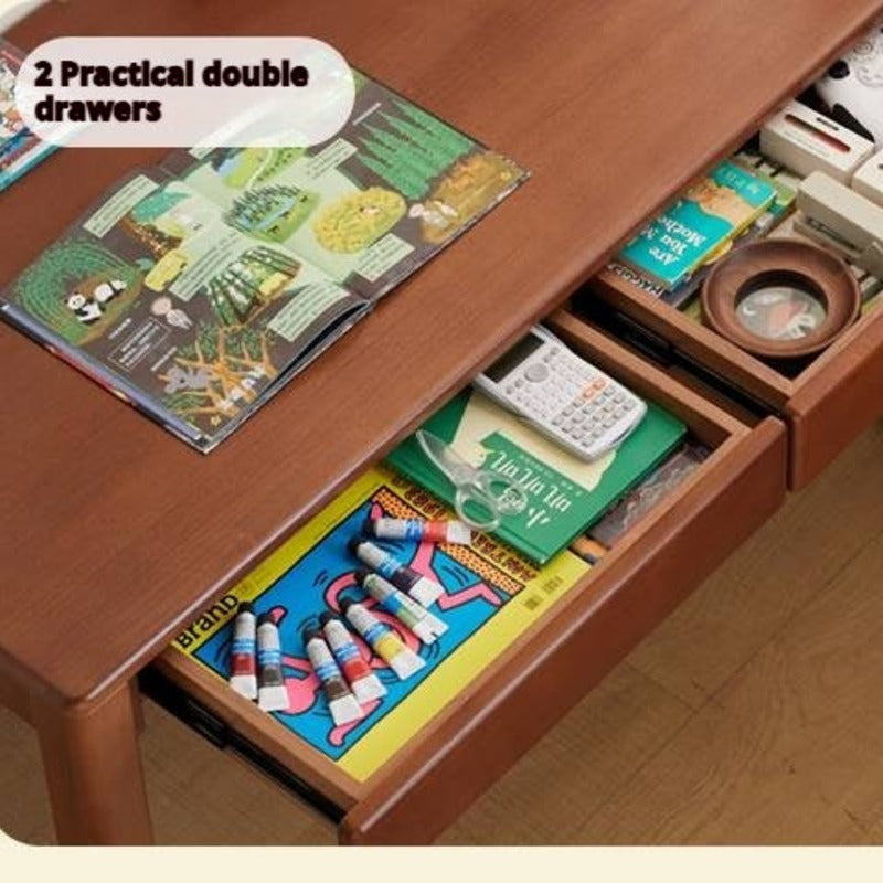 Poplar Solid Wood Children's Study Table Bookshelf Integrated.