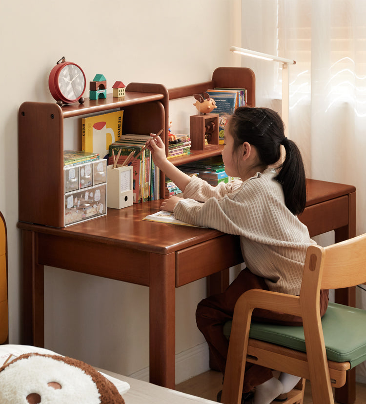 Poplar Solid Wood Children's Study Table Bookshelf Integrated.