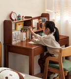 Poplar Solid Wood Children's Study Table Bookshelf Integrated.