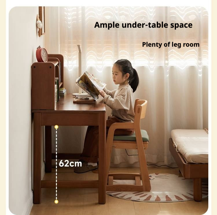Poplar Solid Wood Children's Study Table Bookshelf Integrated.